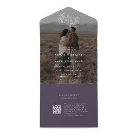 Pompoenwijnstokken Foto Bruiloft Monogram met RSVP All In One Uitnodiging