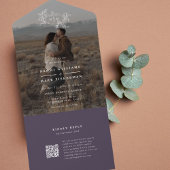 Pompoenwijnstokken Foto Bruiloft Monogram met RSVP All In One Uitnodiging