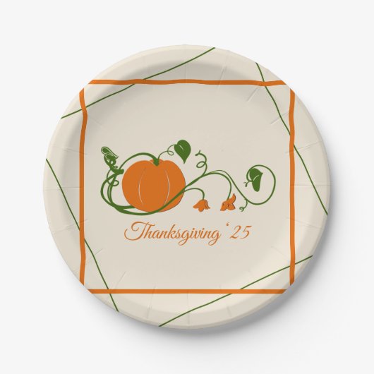 Pompoenwijnstokken Papieren Bordje (Voorkant)