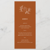 Pompoenwijnstokken Zwart Monogram Bruiloft Menu (Voorkant)