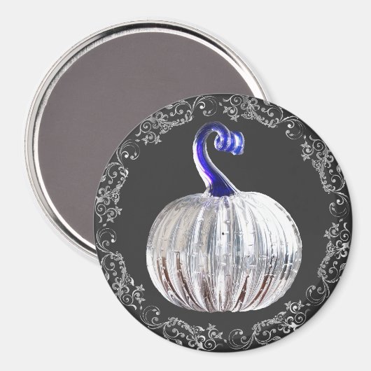 Pompoenzilverglas ziet er blauw grijs herfst elega magneet (Voorkant / Achterkant)