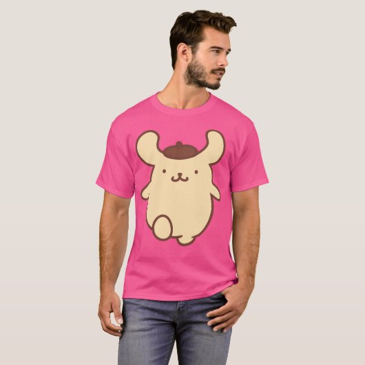 Pompompurin's speelse transformatie te Schattige v T-shirt (Voorkant volledig)