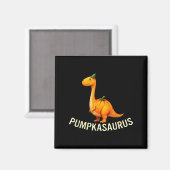 Pomposaurus dinosaurus in pompoenkostuum Halloween Magneet (Voorkant / Achterkant)