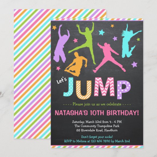 Pompuitnodiging / Trampoline-uitnodiging Kaart (Voorkant / Achterkant)