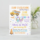 Pompwagens en eenhoornzussen, uitnodiging. kaart (Staand voorkant)