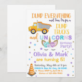 Pompwagens en eenhoornzussen, uitnodiging. kaart (Voorkant / Achterkant)