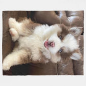POMSKI (Pomeranian & Huskie mix) Fleece Deken (Voorkant (Horizontaal))