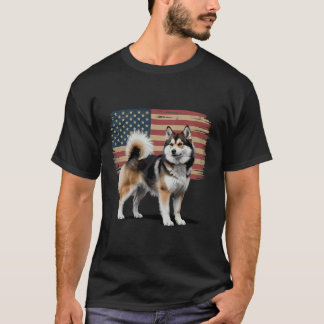Pomsky Amerikaanse Vlag Patriottische Pomsky Hond  T-shirt