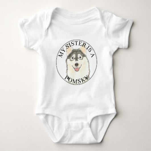 Pomsky Dog Big Sister Romper (Voorkant)