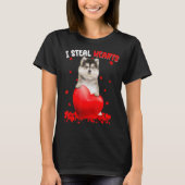 Pomsky Dog I Steal Hearts Cute Valentine Day Vrouw T-shirt (Voorkant)