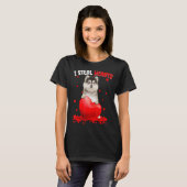 Pomsky Dog I Steal Hearts Cute Valentine Day Vrouw T-shirt (Voorkant volledig)