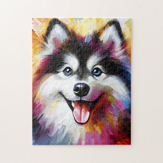 Pomsky Dog Portrait Acryl Art Print Hondenliefhebb Legpuzzel (Verticaal)