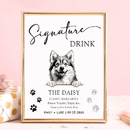 Pomsky Dog Trouwhandtekening Drink Teken Poster