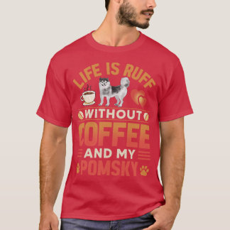 Pomsky hond en koffie t-shirt