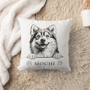 Pomsky Hond Hand Tekening Gepersonaliseerd Kussen