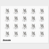 Pomsky Hond Hand Tekening Gepersonaliseerd Ronde Sticker (Vel)