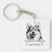 Pomsky Hond Hand Tekening Gepersonaliseerd Sleutelhanger (voorkant)