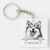 Pomsky Hond Hand Tekening Gepersonaliseerd Sleutelhanger (voorkant)