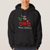 Pomsky Kerstmis Vrachtwagen Boom Mam Pap Hond Xmas Hoodie (Voorkant)