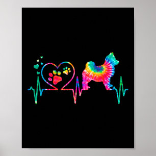 Pomsky mam papa Hartslag Tie Dye Dog Gift Poster