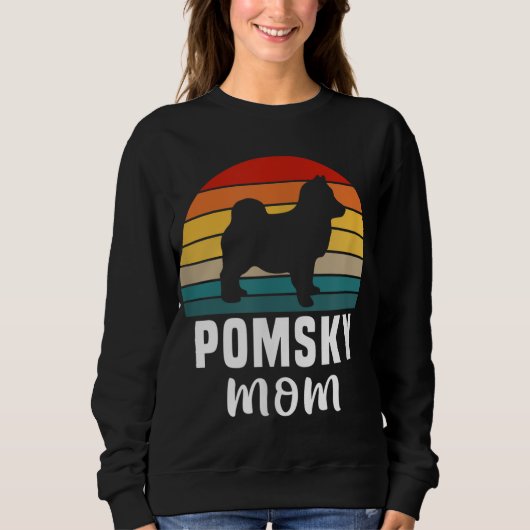 Pomsky mama Funny Dog Eigenaar Retro Hondenliefheb Trui (Voorkant)