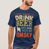 Pomsky Pa Drink Beer hangen met Dog Funny Mannen T-shirt (Voorkant)