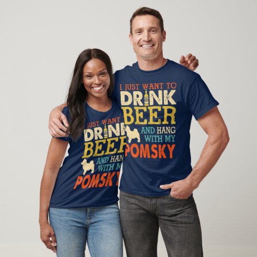 Pomsky Pa Drink Beer hangen met Dog Funny Mannen T-shirt (Unisex)