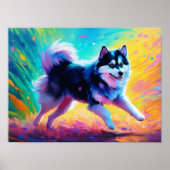 "Pomsky's Dance: Levendige vrijheid in de kunst" Poster (Voorkant)