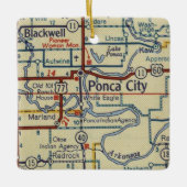 Ponca City OK-kaart Keramisch Ornament (Voorkant)