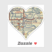 Ponca City OK Retro Map Sticker (Vel)