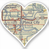 Ponca City OK Retro Map Sticker (Voorkant)