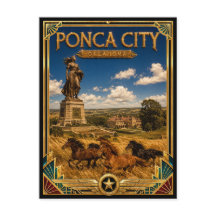 Ponca City Oklahoma Vintage Art Deco Gouden Tijdpe