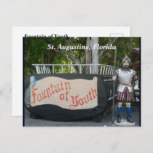 Ponce de Leon Fontein van Jeugd Vakantieansichtkaa Feestdagenkaart (Voorkant / Achterkant)