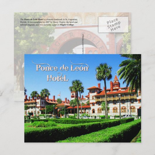 Ponce de Leon Hotel, St. Augustine, Florida Briefkaart (Voorkant / Achterkant)