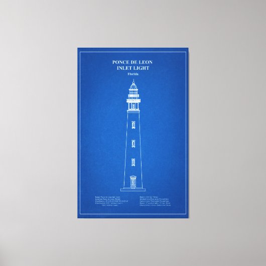 Ponce de Leon Inlet Vuurtoren - Florida - AD Canvas Afdruk (Voorkant)