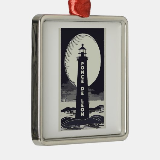 Ponce De Leon Lighthouse Moon Metalen Ornament (Rechts)
