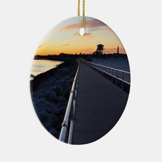 Ponce Inlet Beach Sunset Jetty Florida Ornament (Rechts)