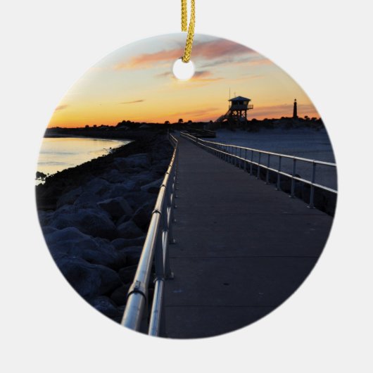 Ponce Inlet Beach Sunset Jetty Florida Ornament (Voorkant)