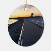 Ponce Inlet Beach Sunset Jetty Florida Ornament (Links)