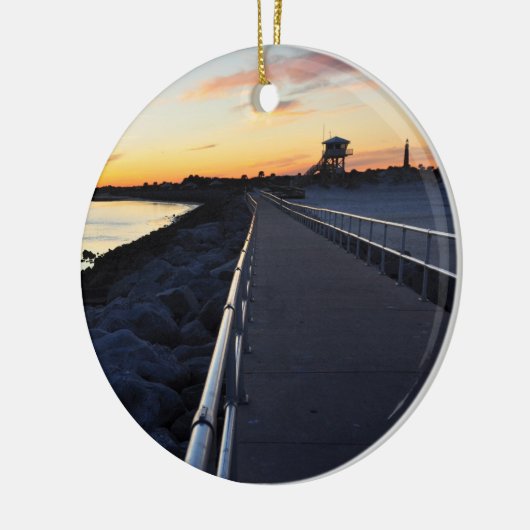Ponce Inlet Beach Sunset Jetty Florida Ornament (Links)