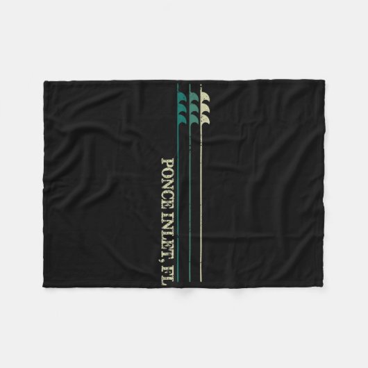 Ponce Inlet Florida Break Surfing Retro Wave  Fleece Deken (Voorkant (Horizontaal))