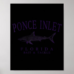 Ponce inlet florida haai vintage pruim kunst visse poster