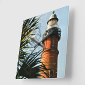 Ponce Inlet Lighthouse, Florida Square Wall Clock Vierkante Klok (Hoek)