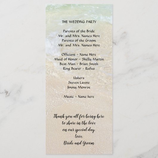 Ponce Inlet Tall Wedding Program Sjabloon (Achterkant)