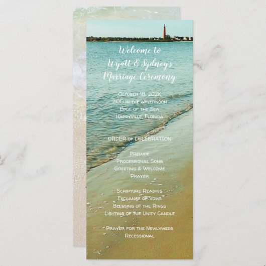 Ponce Inlet Tall Wedding Program Sjabloon (Voorkant / Achterkant)
