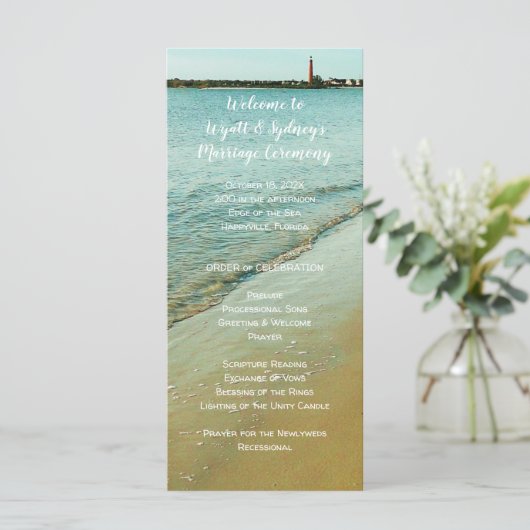 Ponce Inlet Tall Wedding Program Sjabloon (Staand voorkant)