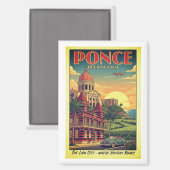 Ponce, Puerto Rico - vintage reisposter Magneet (Voorkant / Achterkant)