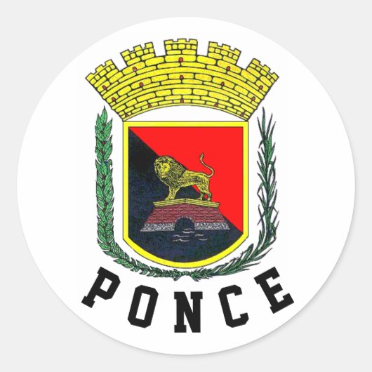 Ponce Wapenschild - Puerto Rico Ronde Sticker (Voorkant)
