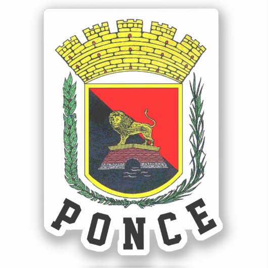 Ponce Wapenschild - Puerto Rico Sticker (Voorkant)