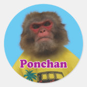 Ponchan sticker. ぽんちゃんシール ronde sticker (Voorkant)